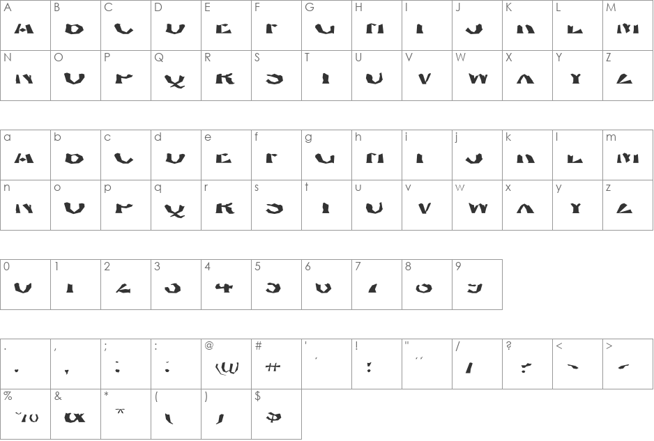 FHA Brokn Gothic BustdAA NC font character map preview