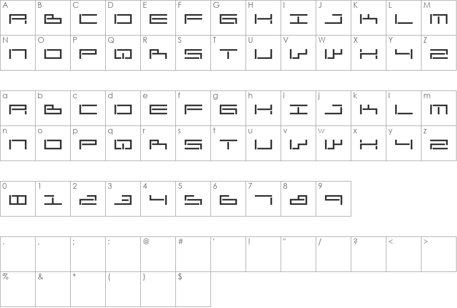 AnaScript font character map preview
