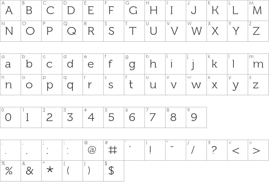 Fh_Lentil font character map preview