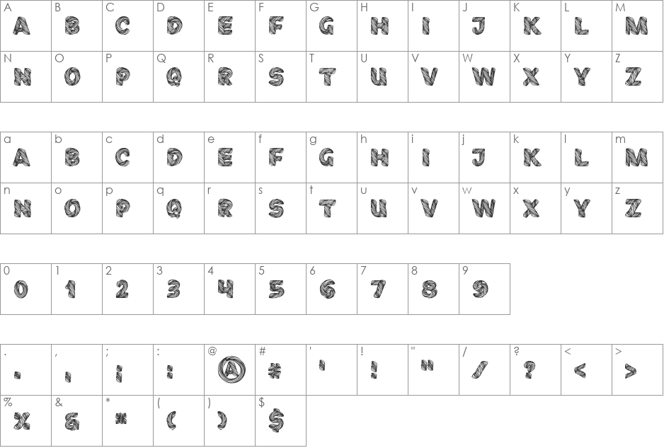 Fibography Personal Use font character map preview
