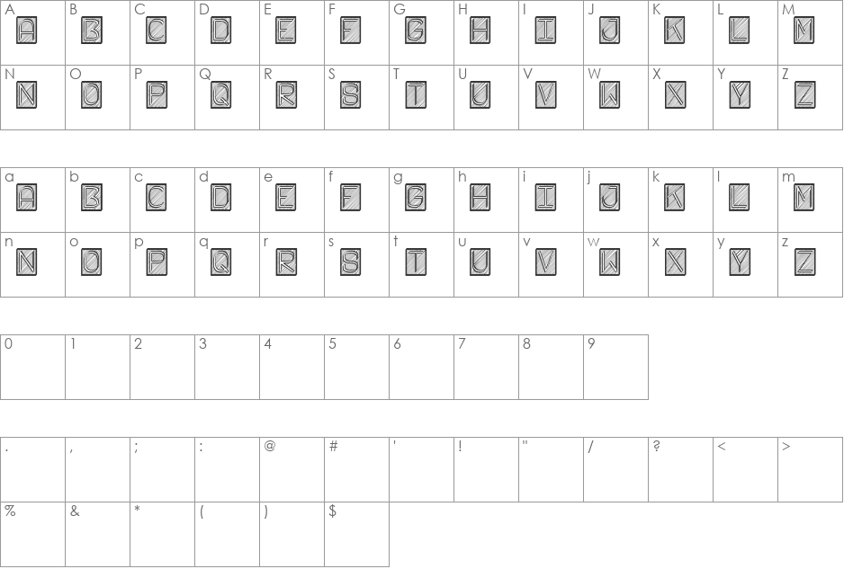 Fichas St font character map preview