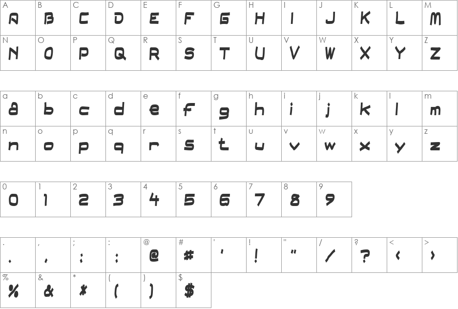 FieldDayFilter font character map preview