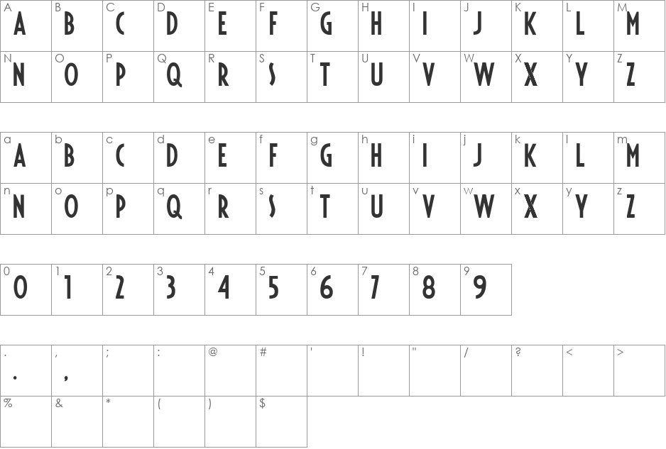 Fiesta font character map preview