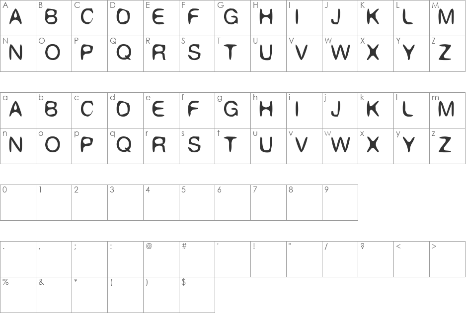 Fifty font character map preview
