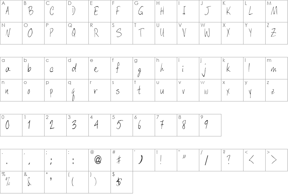AberaHam9 font character map preview