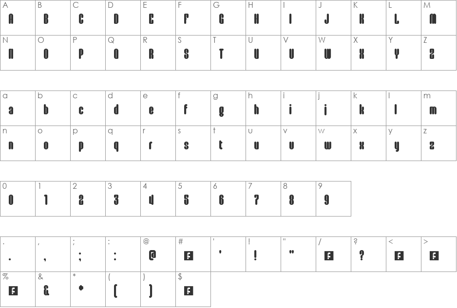 Filamentous font character map preview