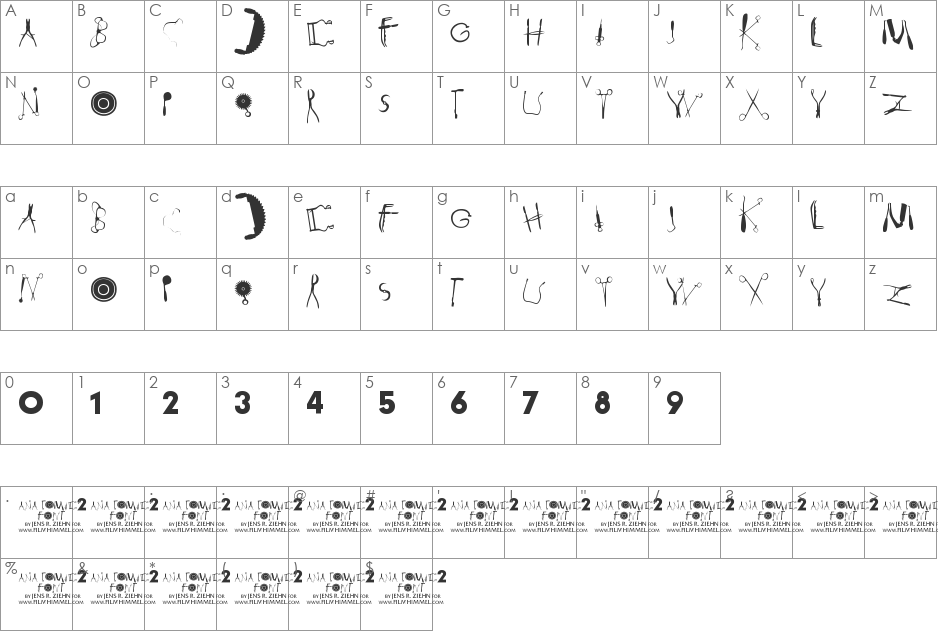 Anatomie 2 font character map preview