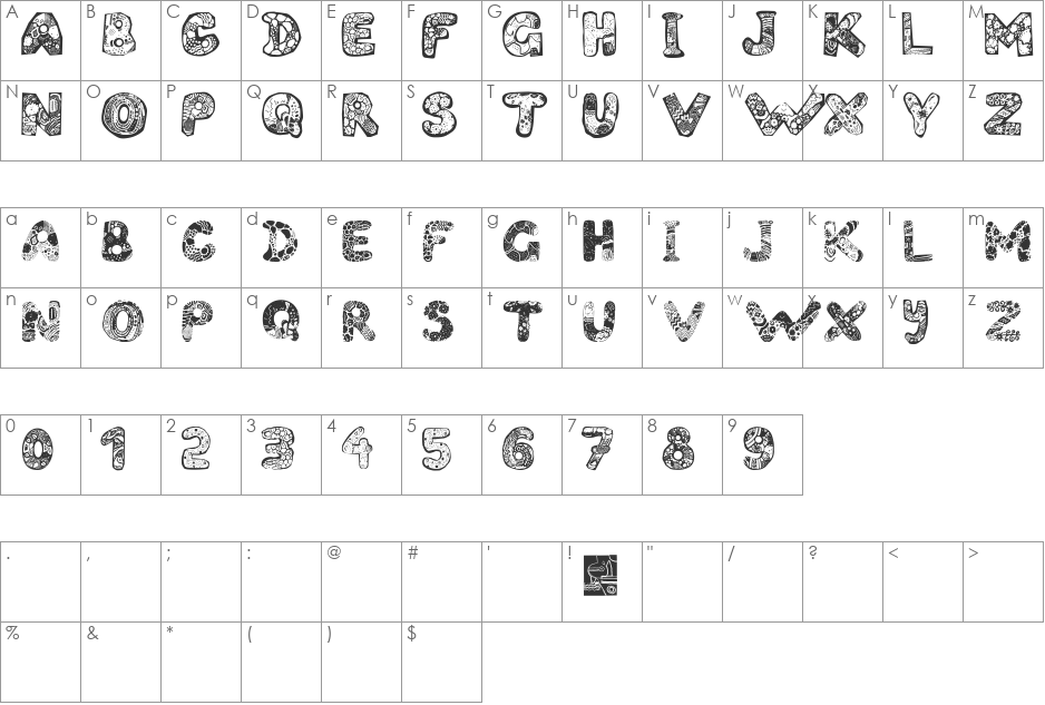 FilledABC font character map preview