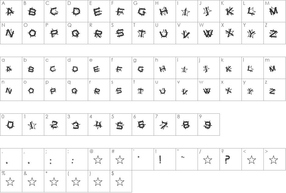 Film Fare font character map preview