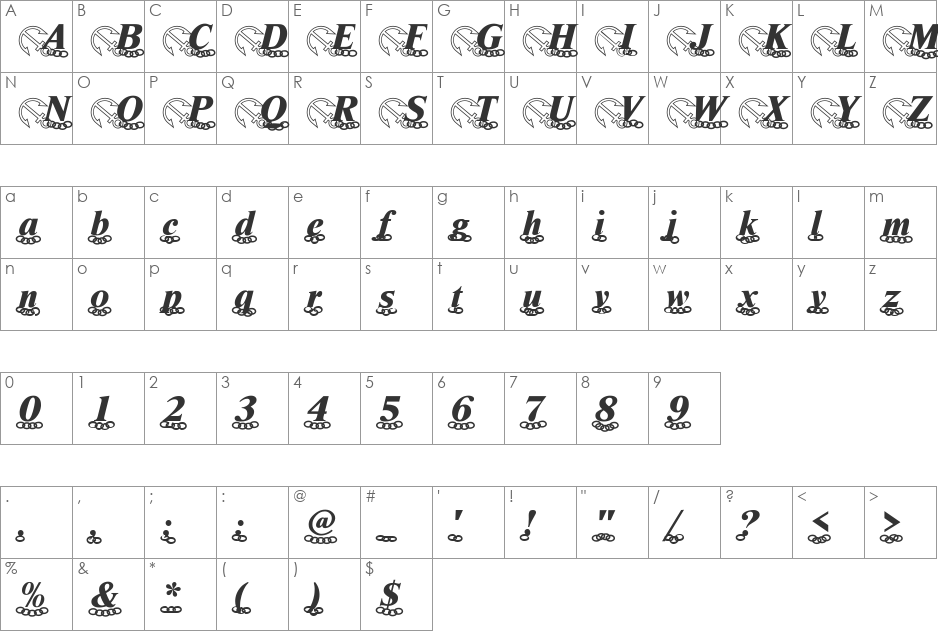 Anchor Becker font character map preview