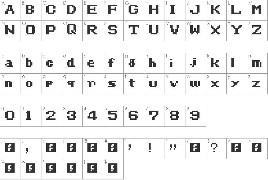 Final Fantasy font character map preview