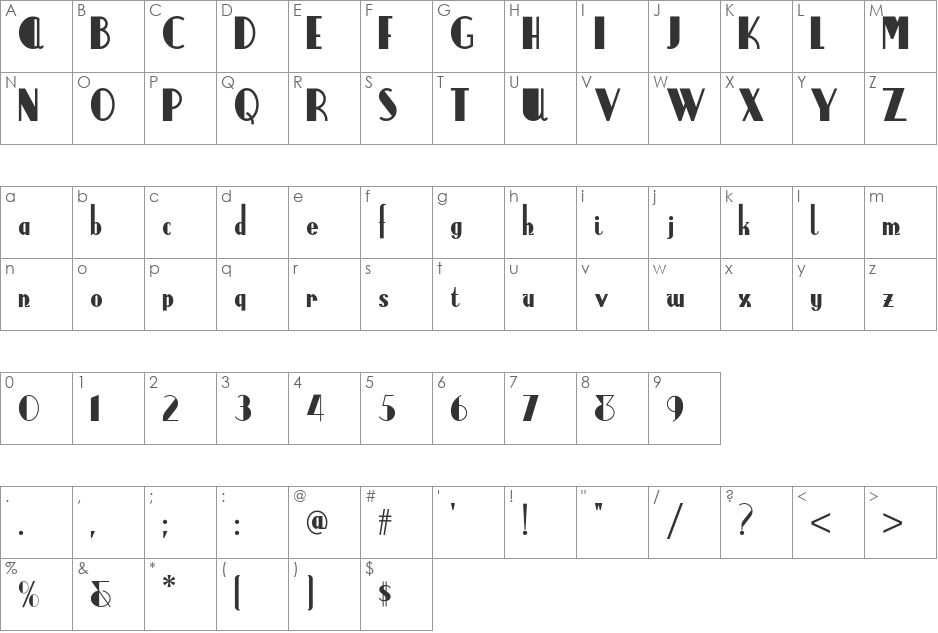 Anchor Steam NF font character map preview