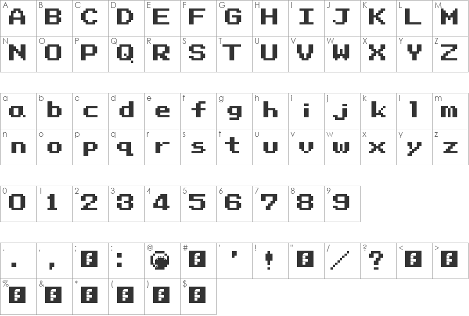 Final Fontasy Adventure GB - Solid font character map preview