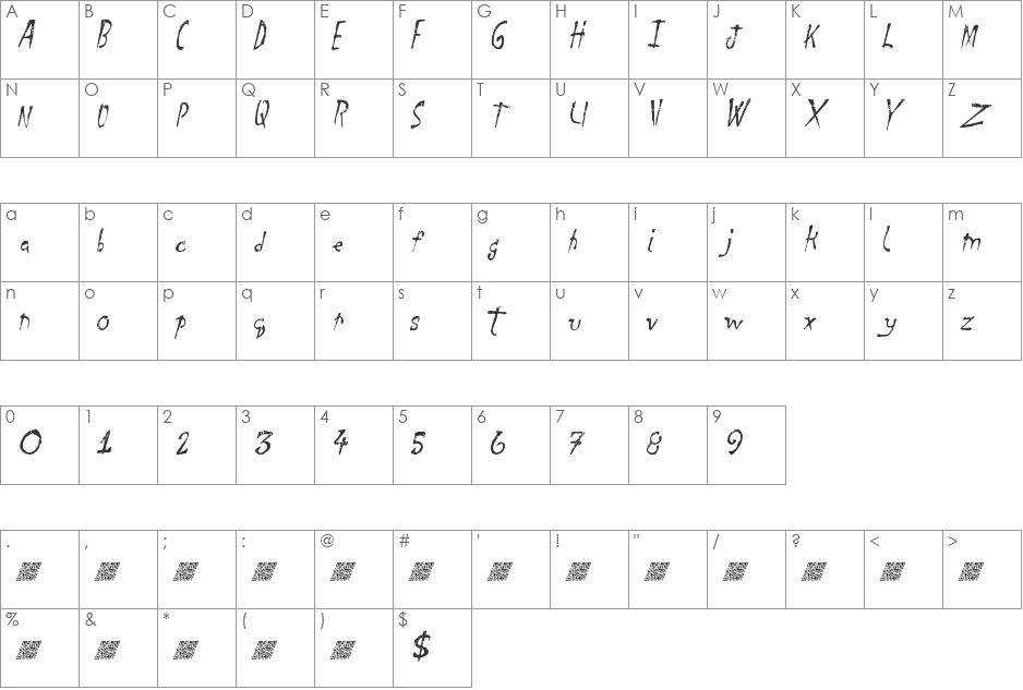 FinalDays font character map preview