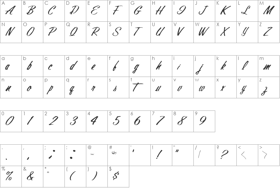 FinalMandate77 font character map preview