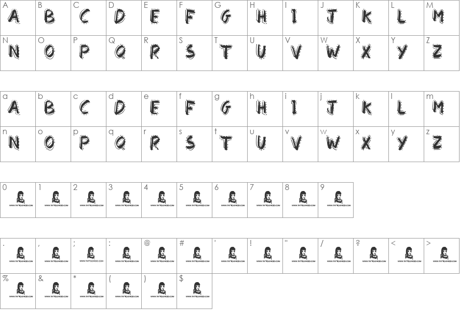 Find a Way font character map preview