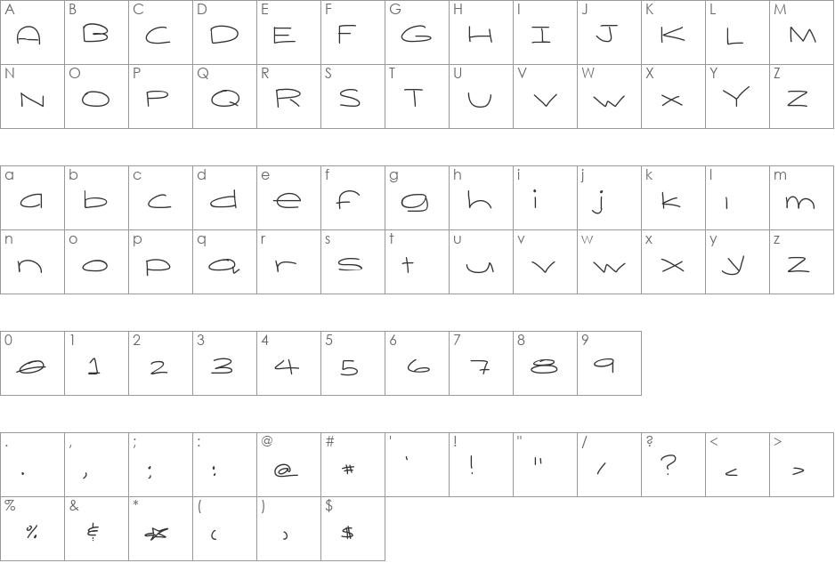 FindYourself font character map preview
