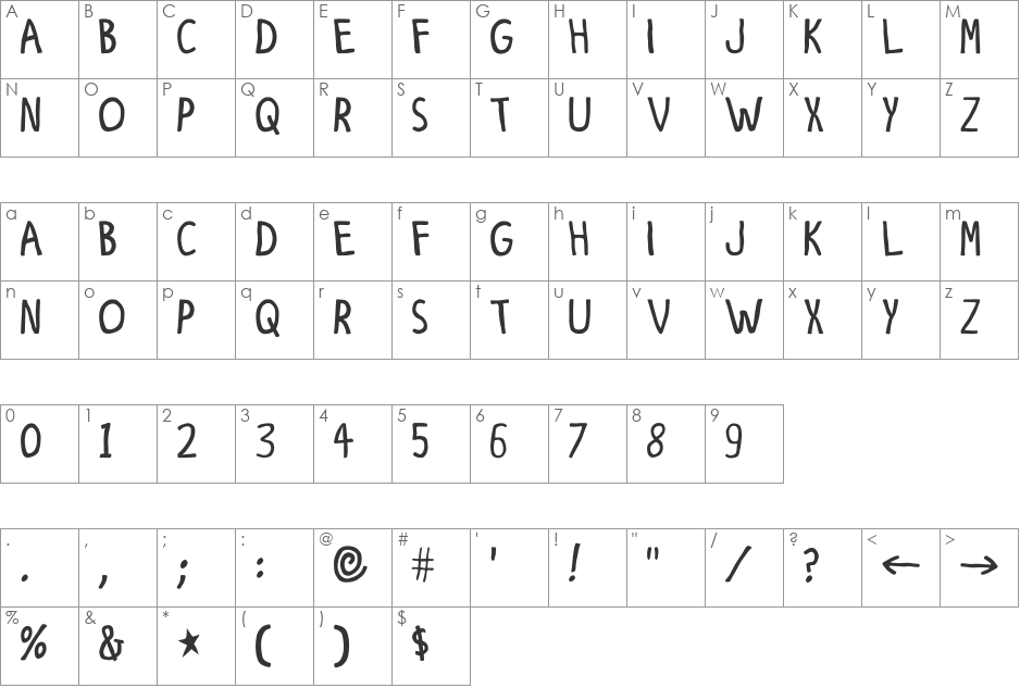 Fine 'Tooning font character map preview