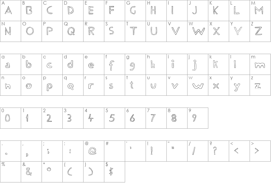 Fine Line font character map preview