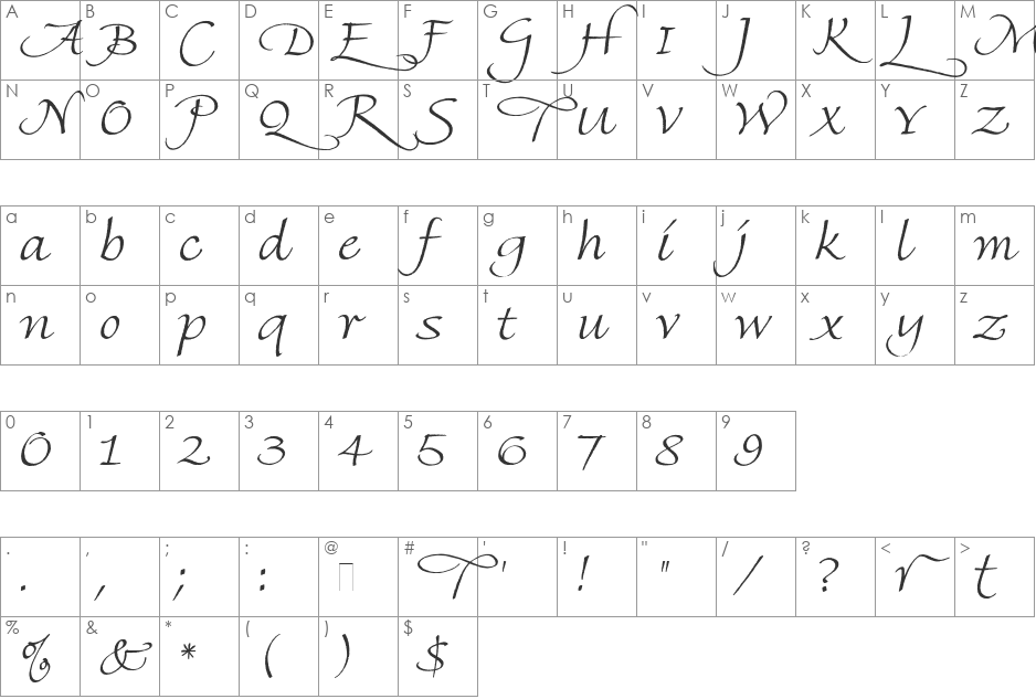 FineHand (SwashCaps) font character map preview