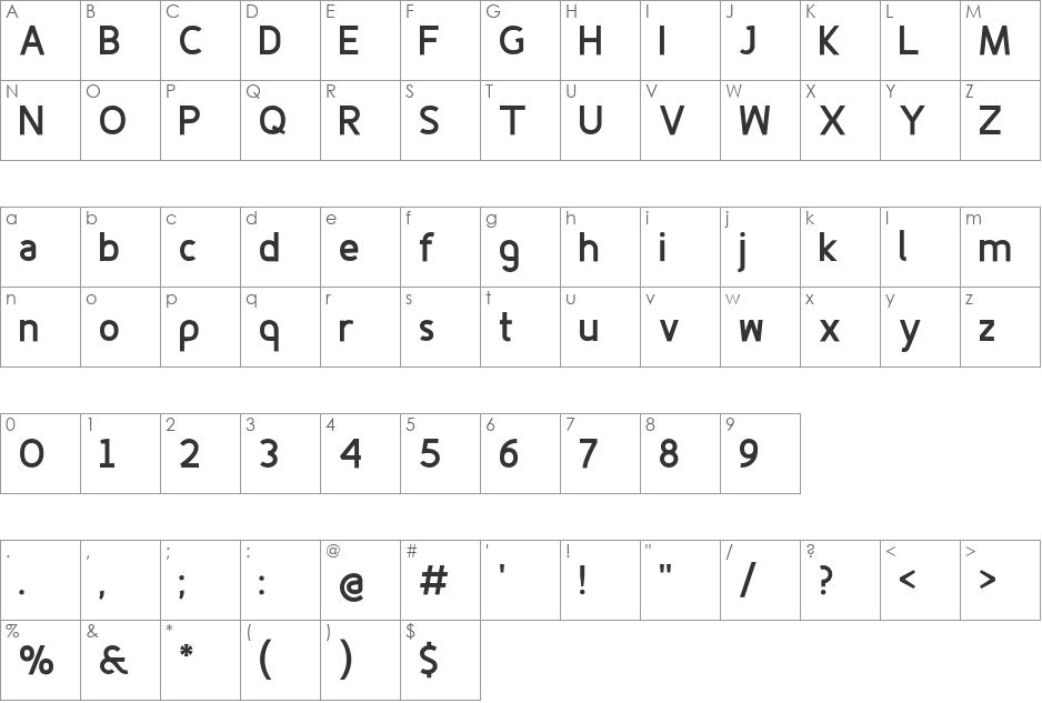 Fineness Pro Regular font character map preview
