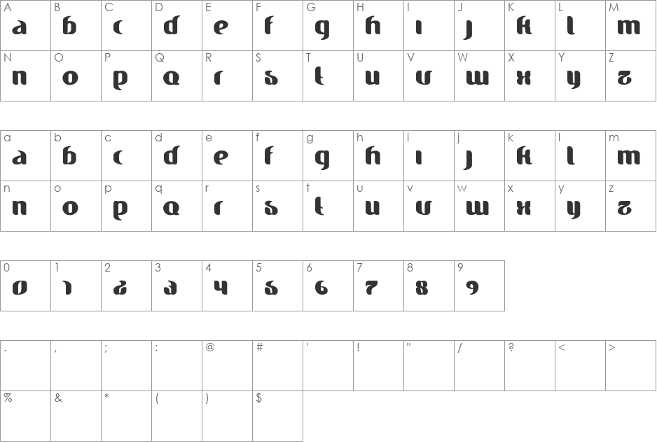 Finesse font character map preview