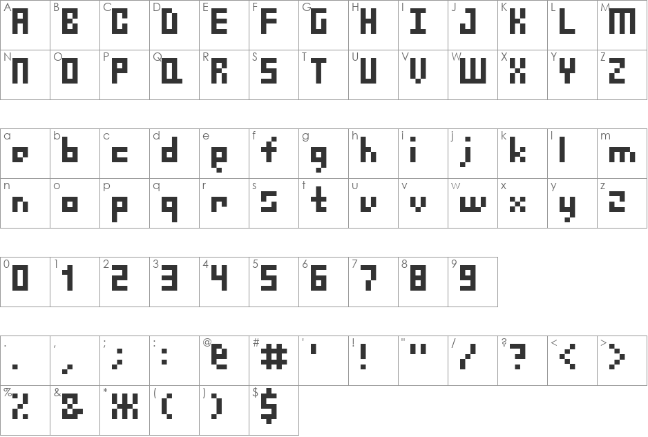 Finger font character map preview