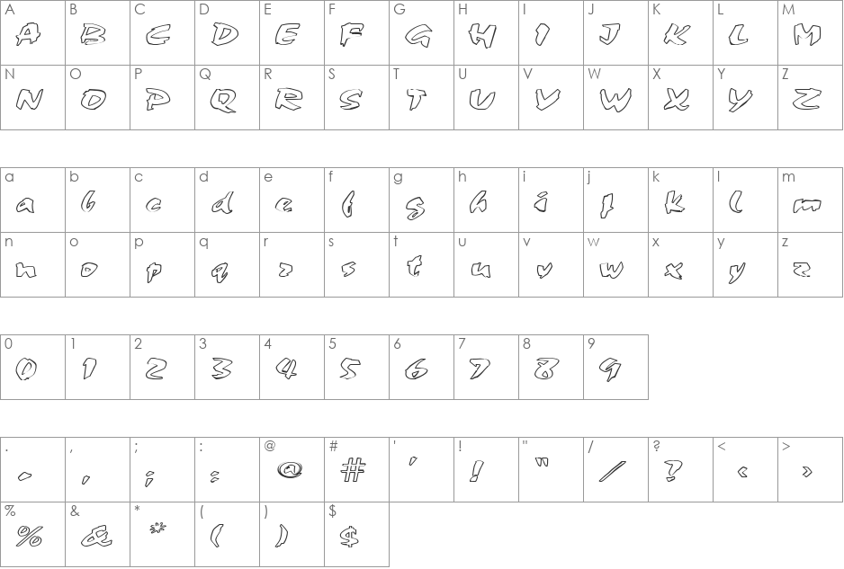 Finger Paint 1 font character map preview