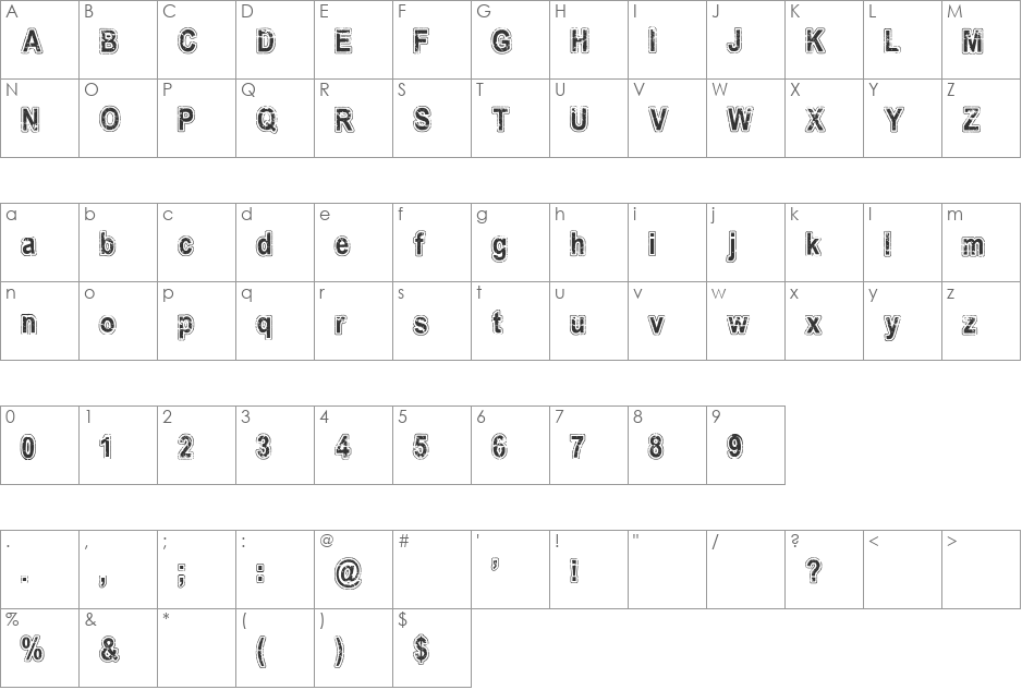 Ancien font character map preview