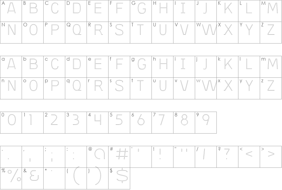 Finkl font character map preview