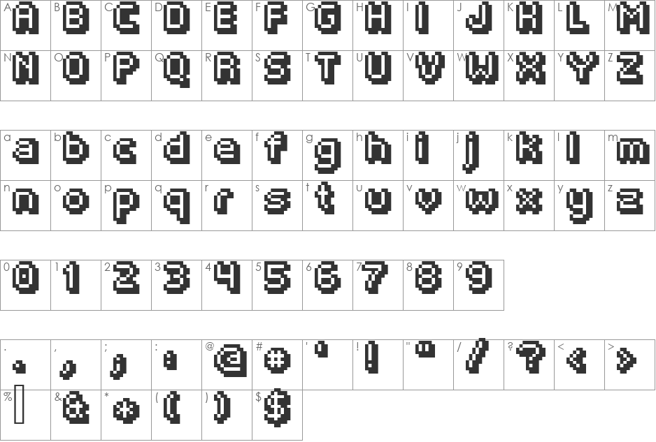Fipps font character map preview