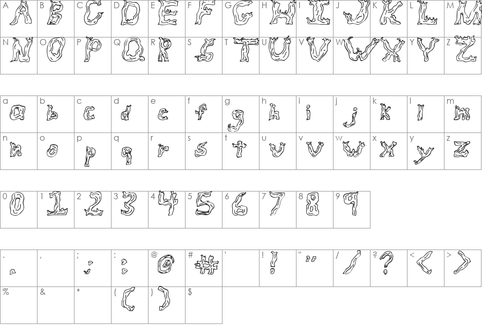 Fire Wood font character map preview