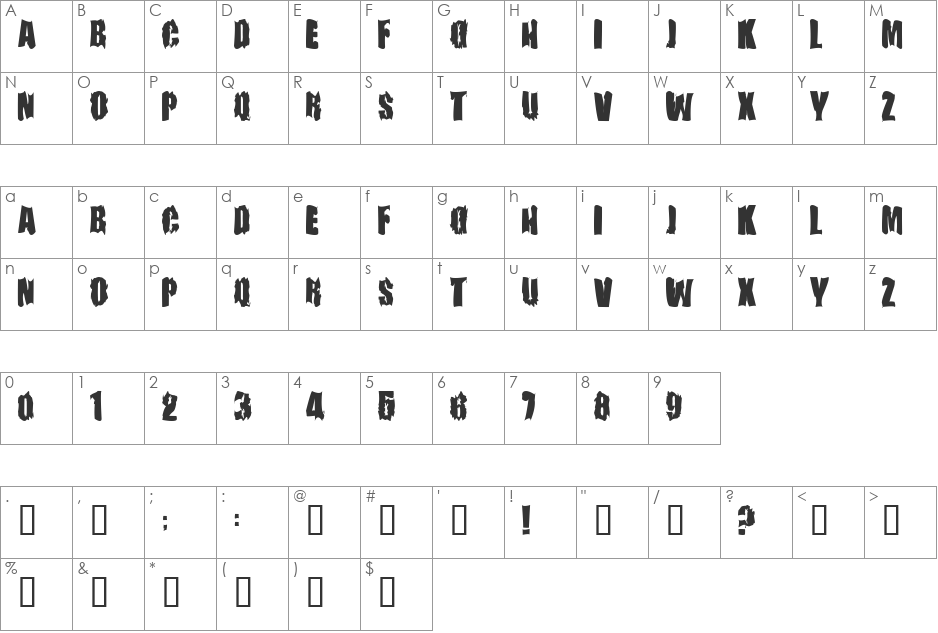 FireBomb font character map preview