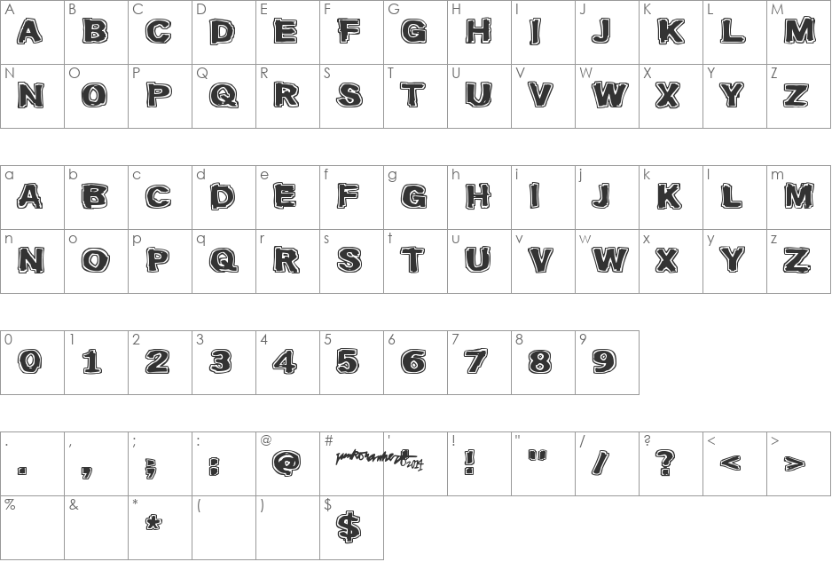 Firebug font character map preview