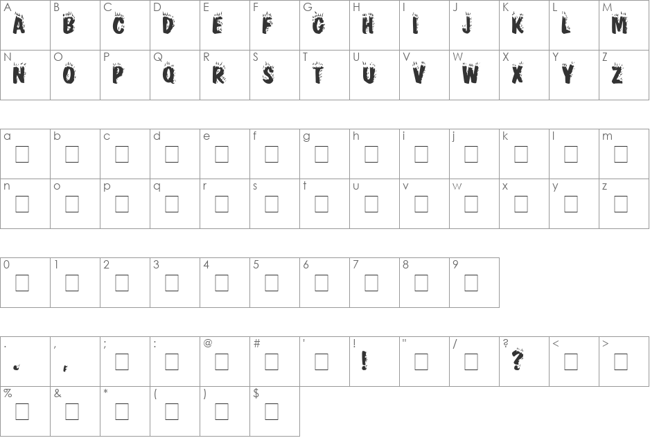 Firebug Caps SSi font character map preview