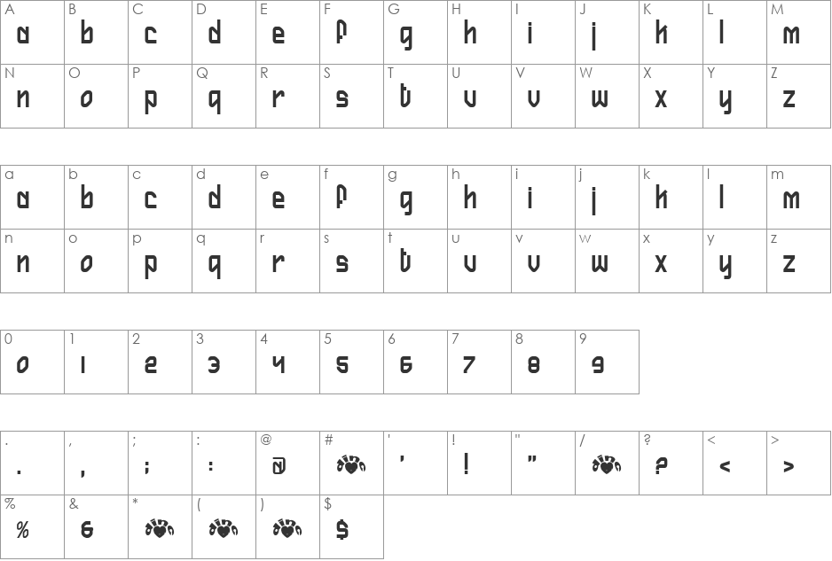 Firefly font character map preview