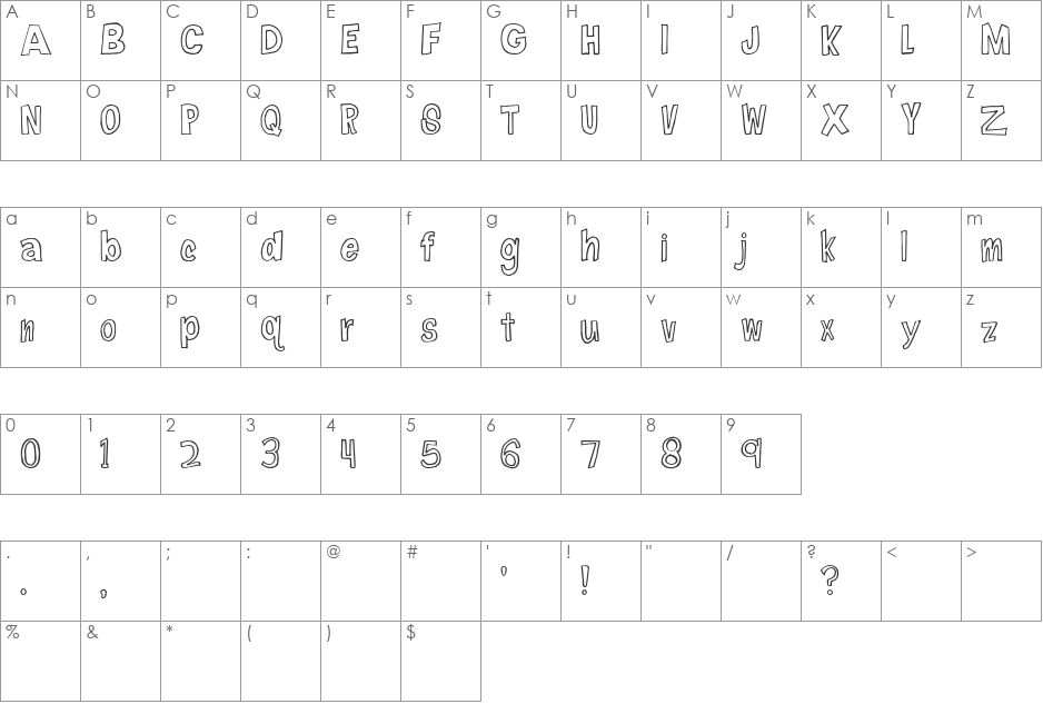 Firefly Navigator font character map preview