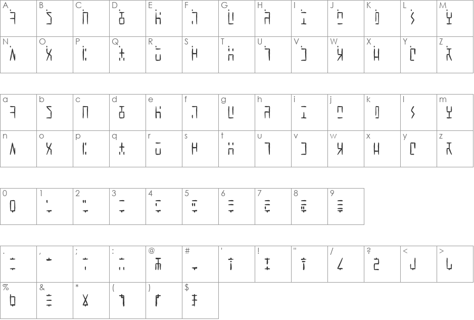 Ancient G Written font character map preview