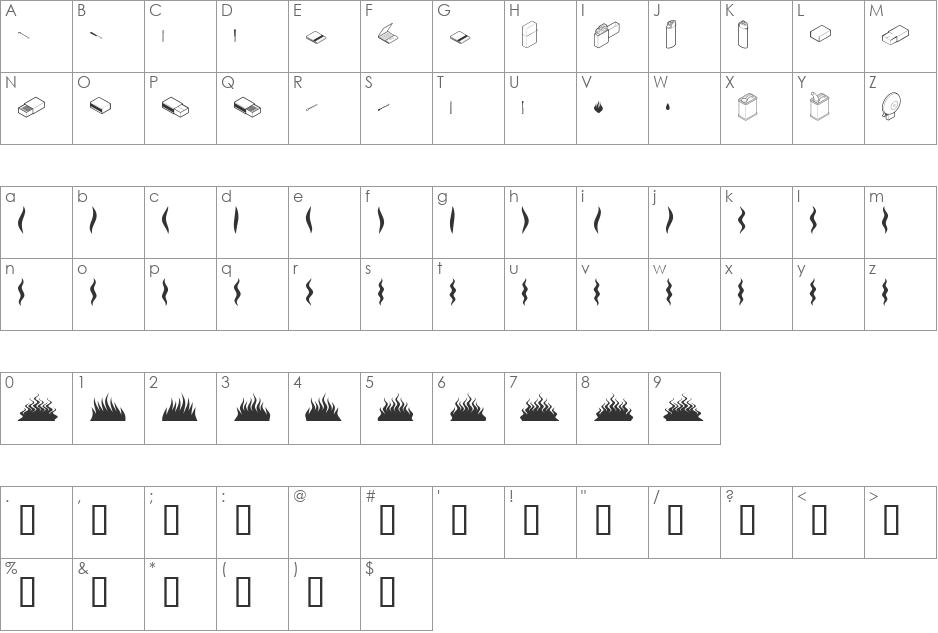 FireStarter font character map preview