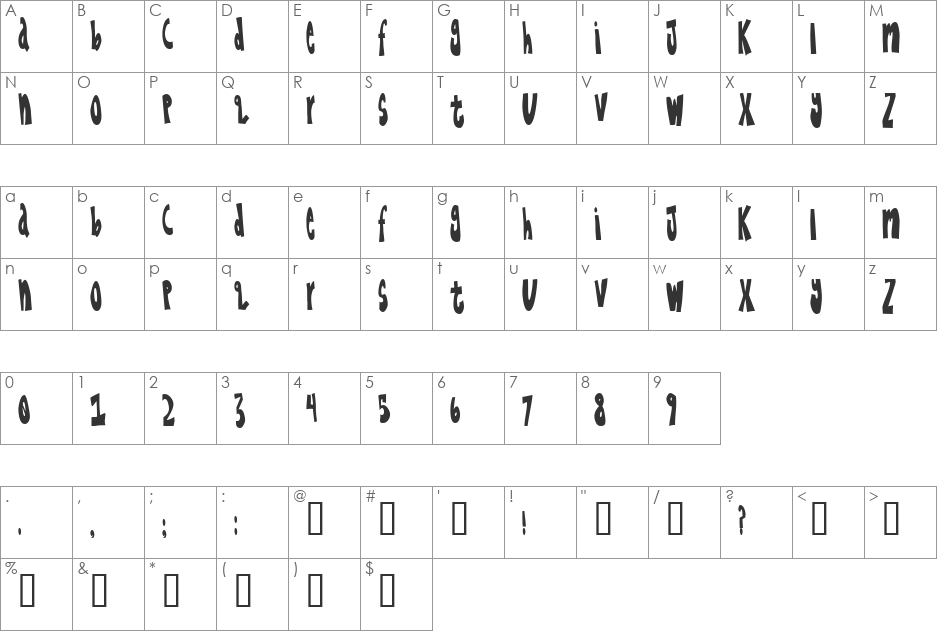First Aid font character map preview