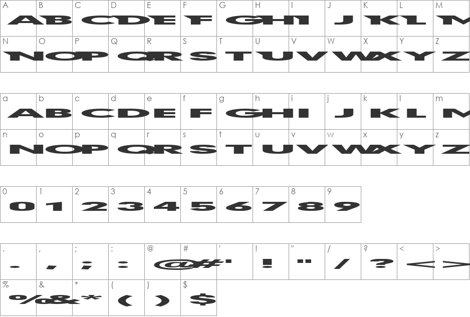First Blind font character map preview