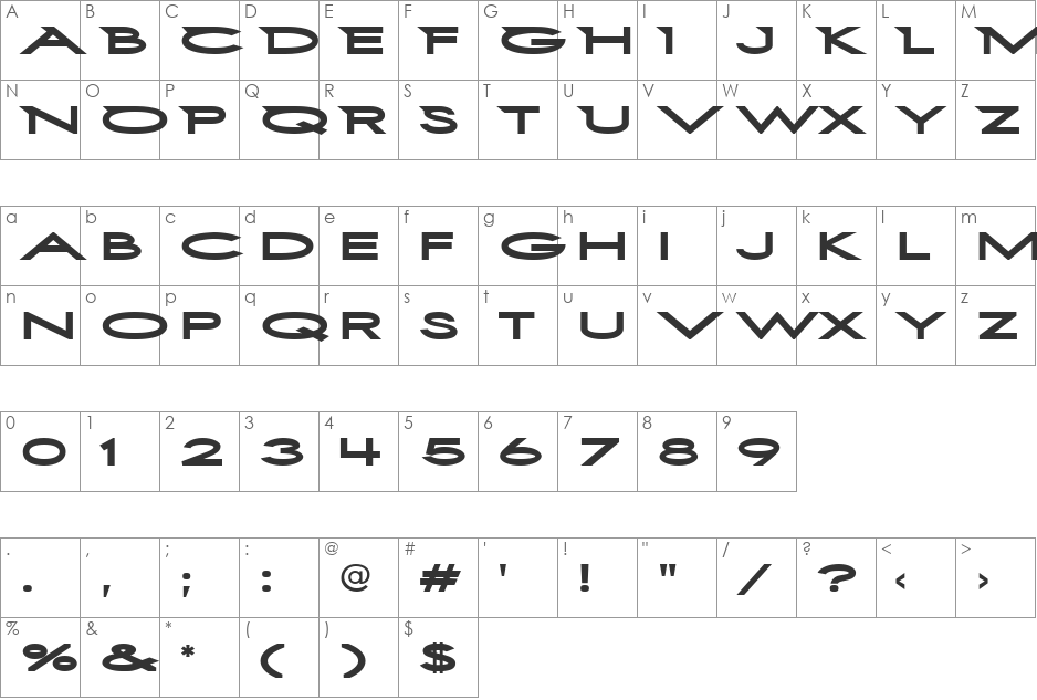First Blind 2 font character map preview