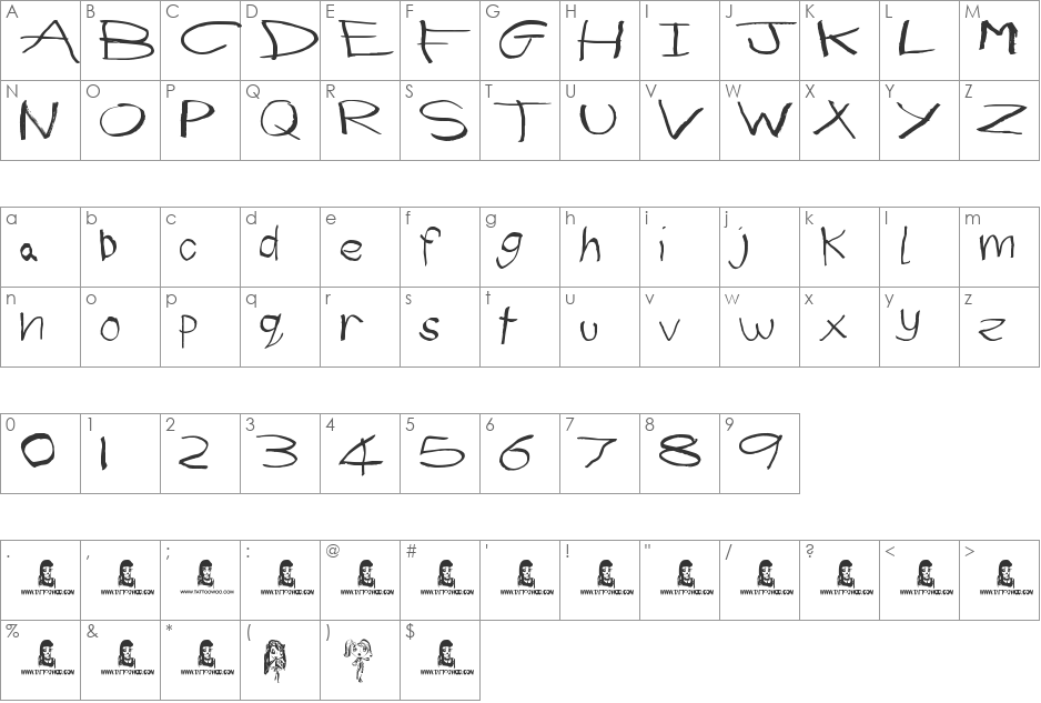 First Grader font character map preview