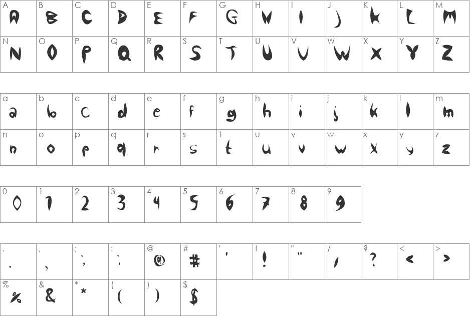 FirstFont font character map preview