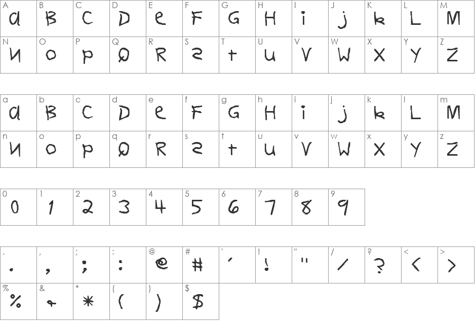 FirstGradeDisplayCapsSSi font character map preview