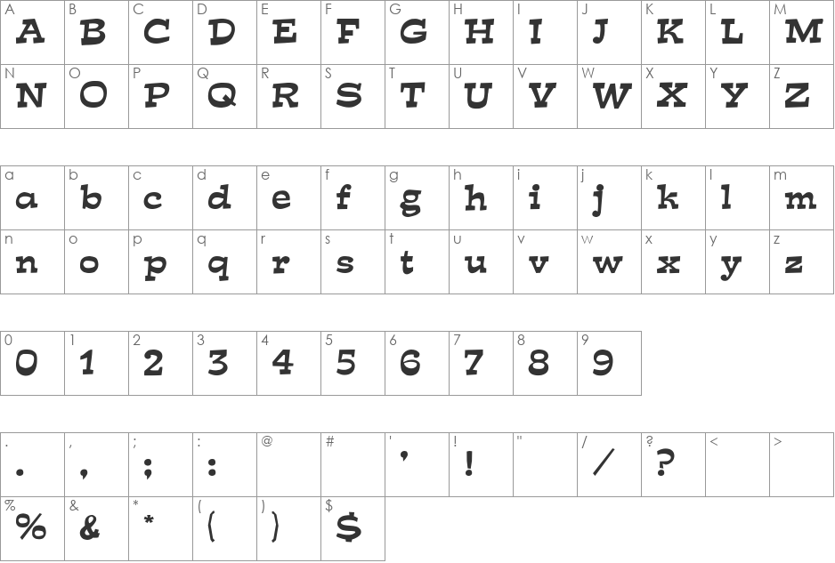 Fish Face font character map preview