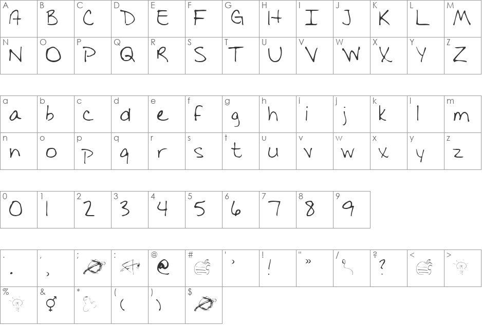 Fishalicious font character map preview