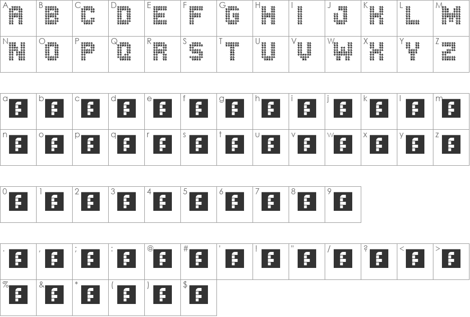 fishbone font character map preview