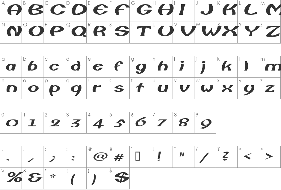 FishermanExtended font character map preview