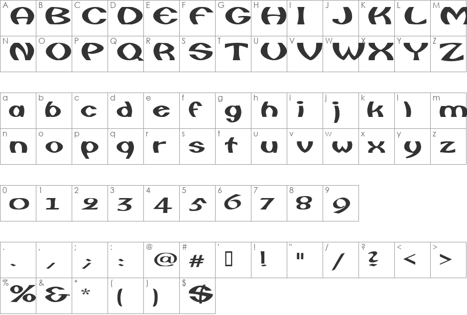FishermanExtended font character map preview